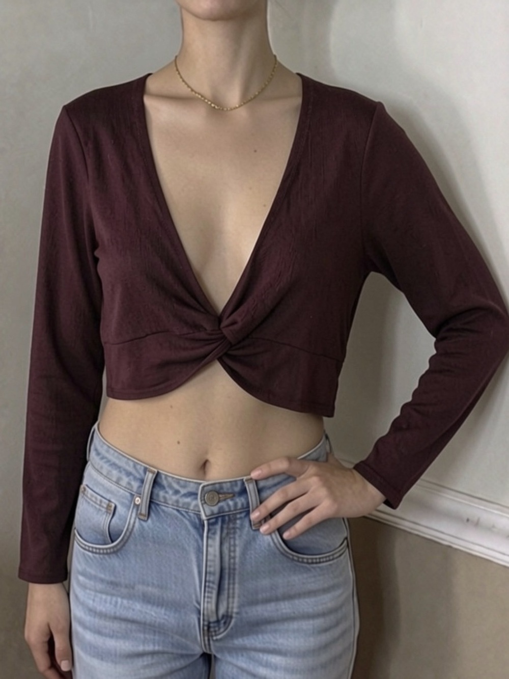 ❤️ 5 for $20! Sweaty Betty Twist-Front Crop Top - Burgundy